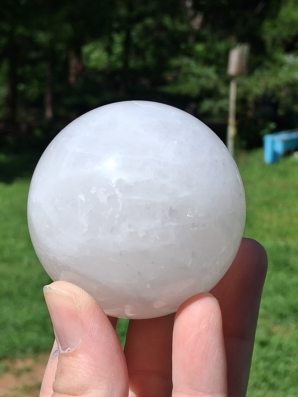 Natural White Quartz Sphere 2.5" Polished Crystal Ball Milky Quartz Gemstone